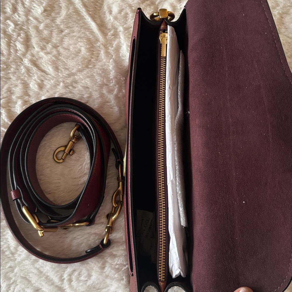 Coach Wine Red Crossbody Bag with Gold Accent - Picture 8 of 10
